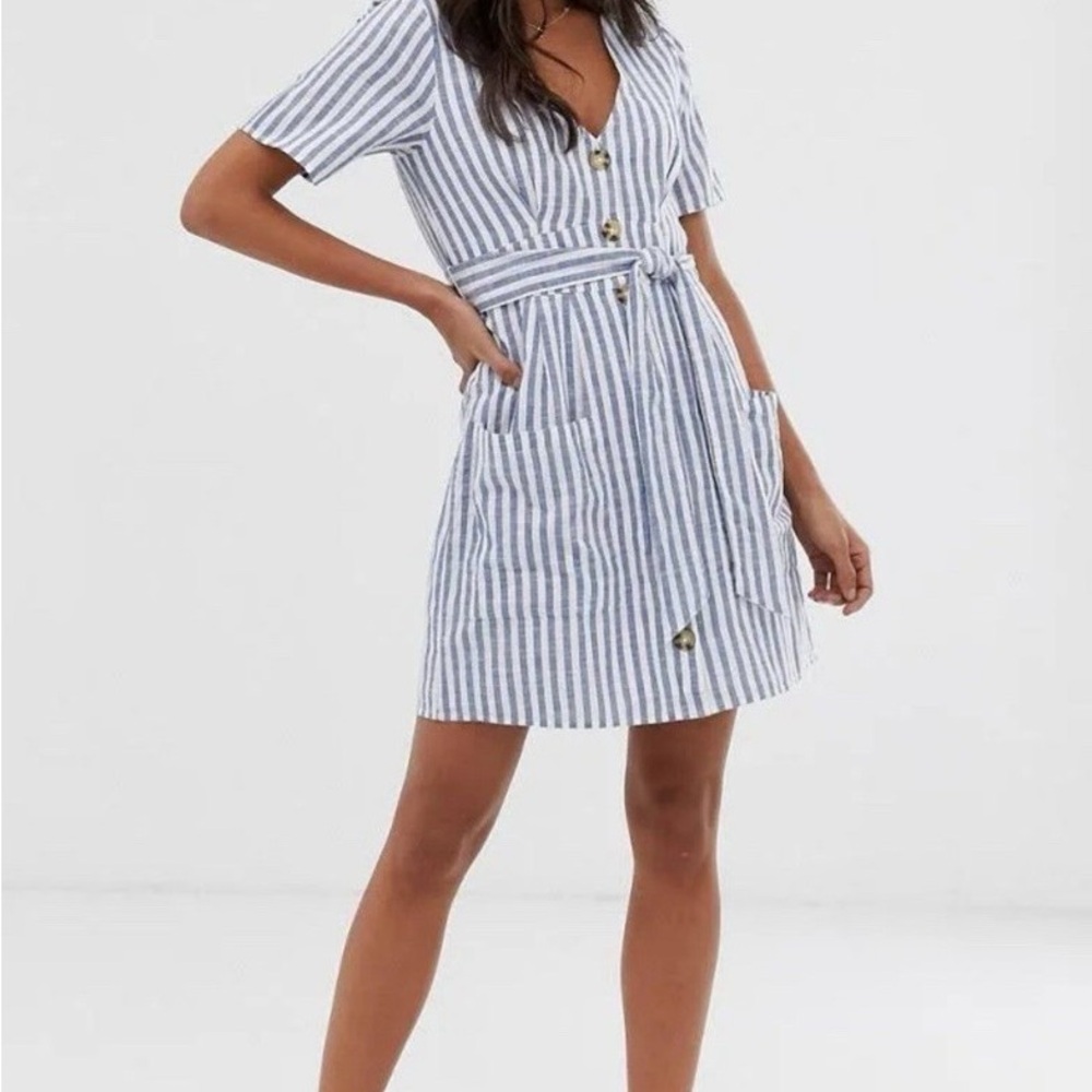 Abercrombie & Fitch Blue and White Striped Mini Dress